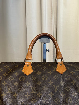 Louis Vuitton Vintage Speedy 35 Monogram Canvas Boston Bag Brown Leather Handles