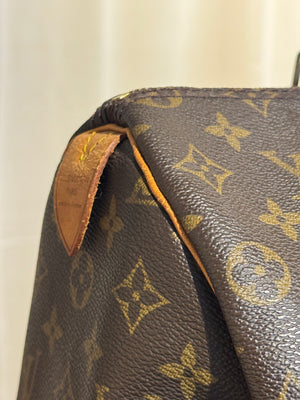 Louis Vuitton Vintage Speedy 35 Monogram Canvas Boston Bag Brown Leather Handles