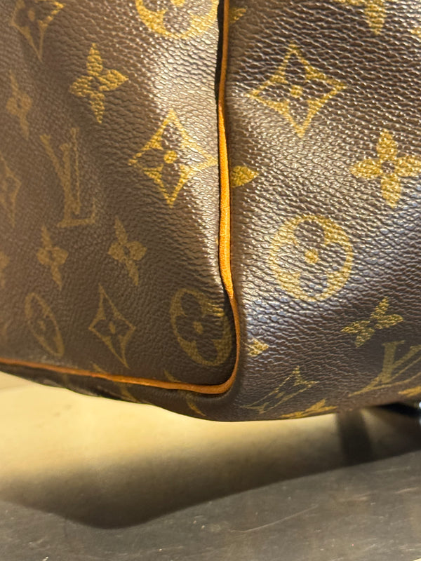 Louis Vuitton Vintage Speedy 35 Monogram Canvas Boston Bag Brown Leather Handles