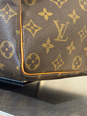Louis Vuitton Vintage Speedy 35 Monogram Canvas Boston Bag Brown Leather Handles