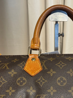 Louis Vuitton Vintage Speedy 35 Monogram Canvas Boston Bag Brown Leather Handles