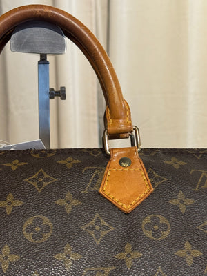 Louis Vuitton Vintage Speedy 35 Monogram Canvas Boston Bag Brown Leather Handles