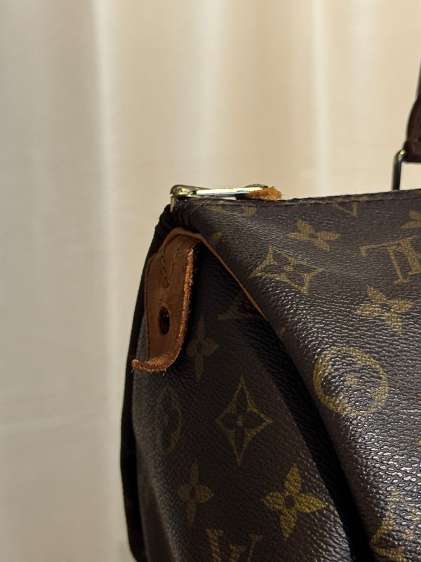 Louis Vuitton Vintage Speedy 35 Monogram Canvas Boston Bag Brown Leather Handles