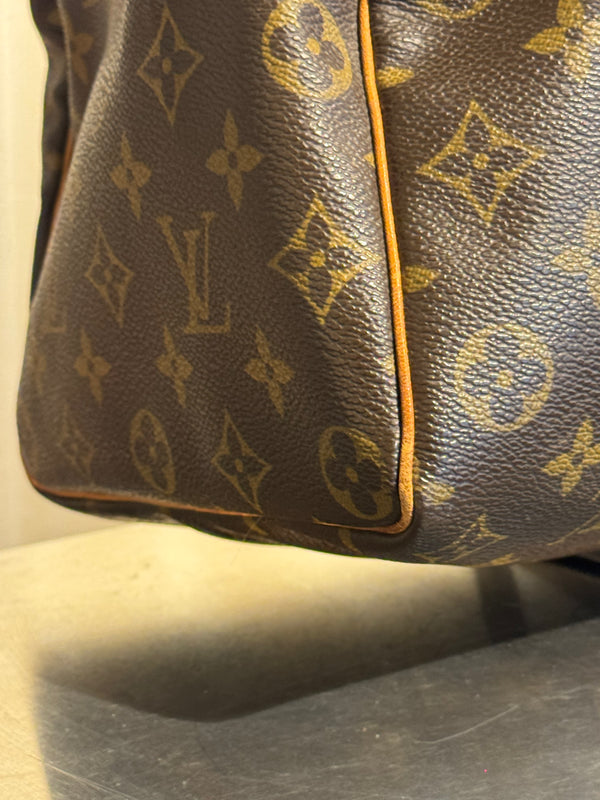 Louis Vuitton Vintage Speedy 35 Monogram Canvas Boston Bag Brown Leather Handles