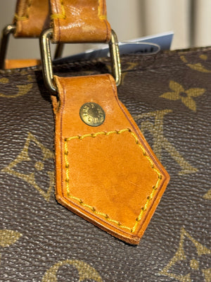 Louis Vuitton Vintage Speedy 35 Monogram Canvas Boston Bag Brown Leather Handles