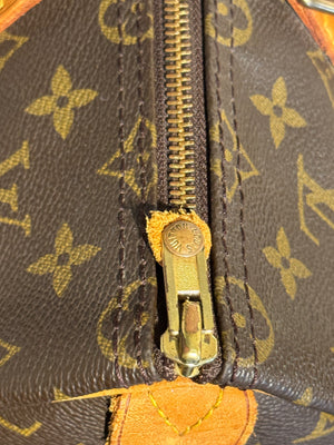 Louis Vuitton Vintage Speedy 35 Monogram Canvas Boston Bag Brown Leather Handles