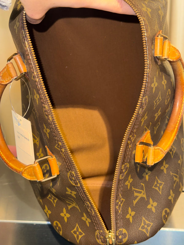 Louis Vuitton Vintage Speedy 35 Monogram Canvas Boston Bag Brown Leather Handles
