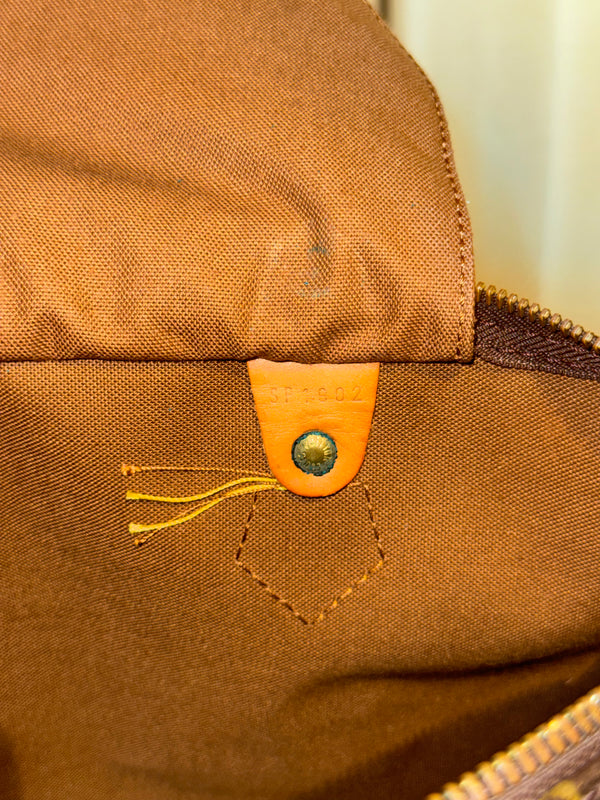 Louis Vuitton Vintage Speedy 35 Monogram Canvas Boston Bag Brown Leather Handles