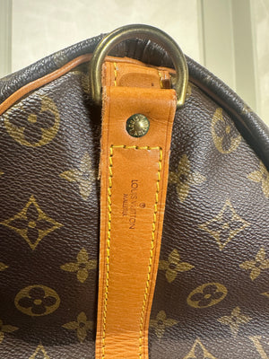 Louis Vuitton Keepall 55 Bag Vintage Monogram Classic Style 48hr weekender duffle bag brown leather handles