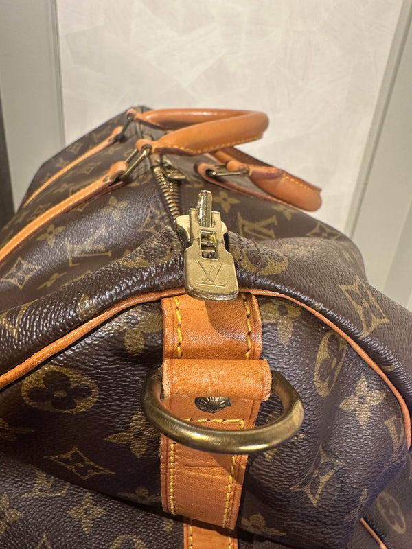 Louis Vuitton Keepall 55 Bag Vintage Monogram Classic Style 48hr weekender duffle bag brown leather handles