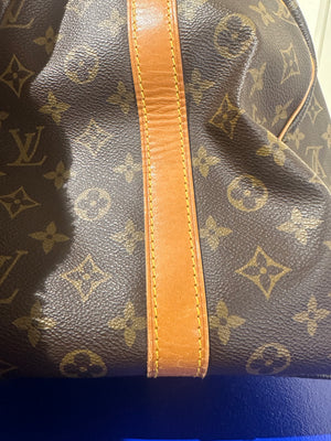 Louis Vuitton Keepall 55 Bag Vintage Monogram Classic Style 48hr weekender duffle bag brown leather handles