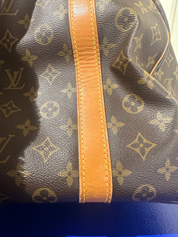 Louis Vuitton Keepall 55 Bag Vintage Monogram Classic Style 48hr weekender duffle bag brown leather handles