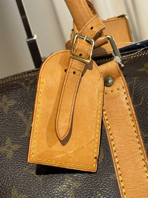 Louis Vuitton Vintage Keepall 55 Monogram Canvas Travel Duffle Bag Brown Leather Trim