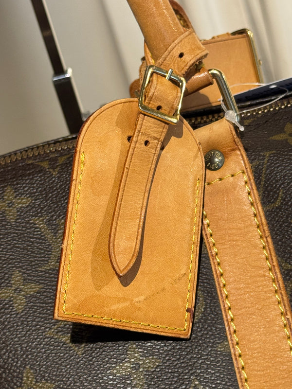 Louis Vuitton Vintage Keepall 55 Monogram Canvas Travel Duffle Bag Brown Leather Trim