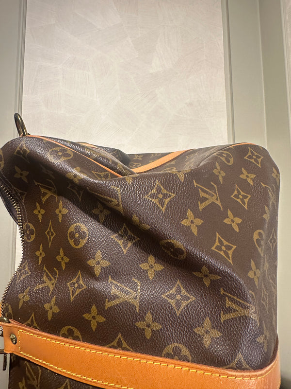 Louis Vuitton Keepall 55 Bag Vintage Monogram Classic Style 48hr weekender duffle bag brown leather handles