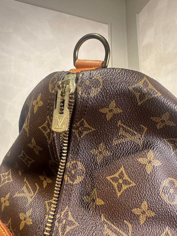 Louis Vuitton Keepall 55 Bag Vintage Monogram Classic Style 48hr weekender duffle bag brown leather handles