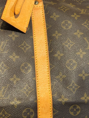 Louis Vuitton Vintage Keepall 55 Monogram Canvas Travel Duffle Bag Brown Leather Trim