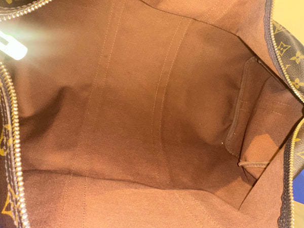 Louis Vuitton Keepall 55 Bag Vintage Monogram Classic Style 48hr weekender duffle bag brown leather handles