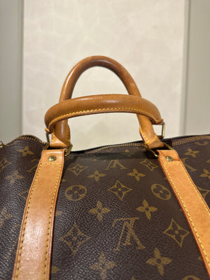 Louis Vuitton Keepall 55 Bag Vintage Monogram Classic Style 48hr weekender duffle bag brown leather handles