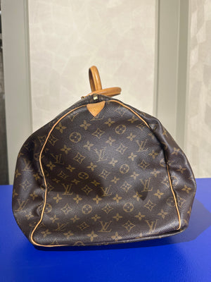 Louis Vuitton Keepall 55 Bag Vintage Monogram Classic Style 48hr weekender duffle bag brown leather handles