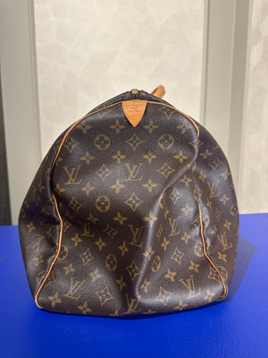Louis Vuitton Keepall 55 Bag Vintage Monogram Classic Style 48hr weekender duffle bag brown leather handles