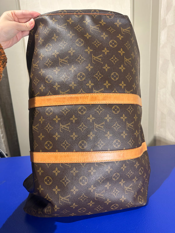 Louis Vuitton Keepall 55 Bag Vintage Monogram Classic Style 48hr weekender duffle bag brown leather handles