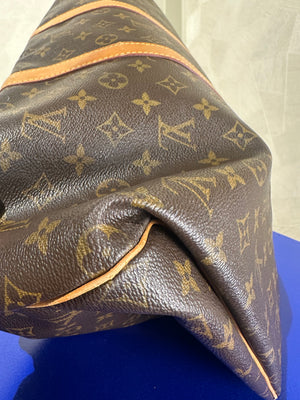 Louis Vuitton Keepall 55 Bag Vintage Monogram Classic Style 48hr weekender duffle bag brown leather handles