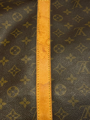 Louis Vuitton Vintage Keepall 55 Monogram Canvas Travel Duffle Bag Brown Leather Trim
