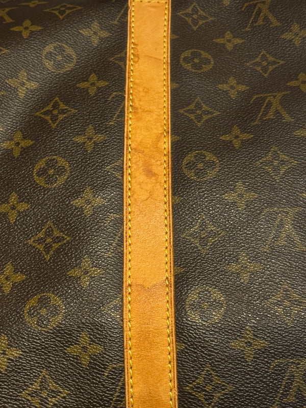 Louis Vuitton Vintage Keepall 55 Monogram Canvas Travel Duffle Bag Brown Leather Trim