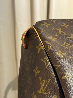 Louis Vuitton Vintage Keepall 55 Monogram Canvas Travel Duffle Bag Brown Leather Trim