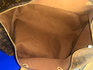 Louis Vuitton Keepall 55 Bag Vintage Monogram Classic Style 48hr weekender duffle bag brown leather handles