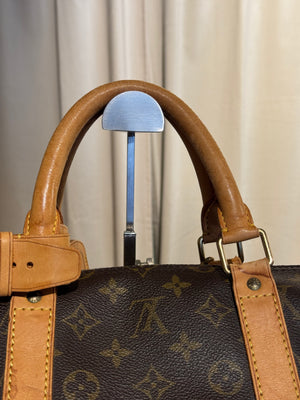 Louis Vuitton Vintage Keepall 55 Monogram Canvas Travel Duffle Bag Brown Leather Trim