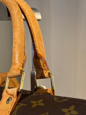 Louis Vuitton Vintage Keepall 55 Monogram Canvas Travel Duffle Bag Brown Leather Trim