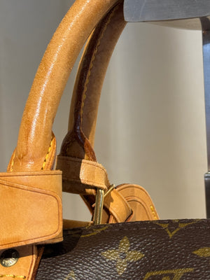 Louis Vuitton Vintage Keepall 55 Monogram Canvas Travel Duffle Bag Brown Leather Trim