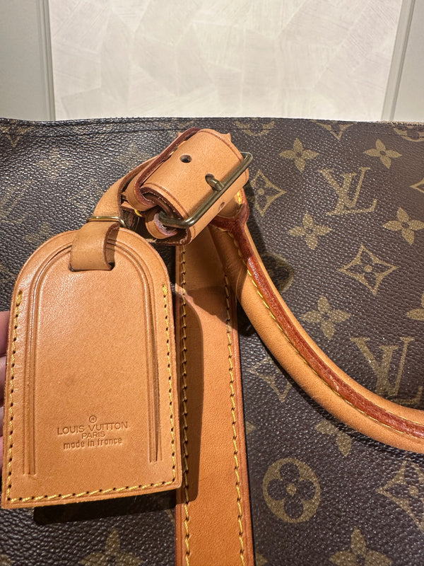 Louis Vuitton Keepall 55 Bag Vintage Monogram Classic Style 48hr weekender duffle bag brown leather handles