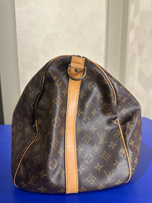 Louis Vuitton Keepall 55 Bag Vintage Monogram Classic Style 48hr weekender duffle bag brown leather handles