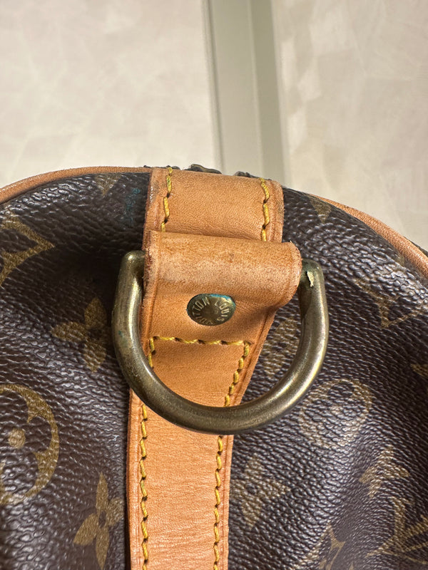Louis Vuitton Keepall 55 Bag Vintage Monogram Classic Style 48hr weekender duffle bag brown leather handles