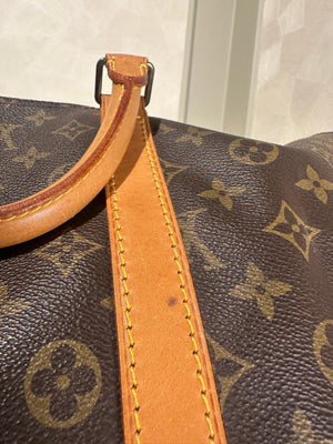 Louis Vuitton Keepall 55 Bag Vintage Monogram Classic Style 48hr weekender duffle bag brown leather handles