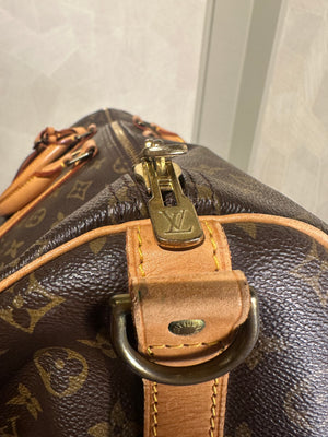 Louis Vuitton Keepall 55 Bag Vintage Monogram Classic Style 48hr weekender duffle bag brown leather handles