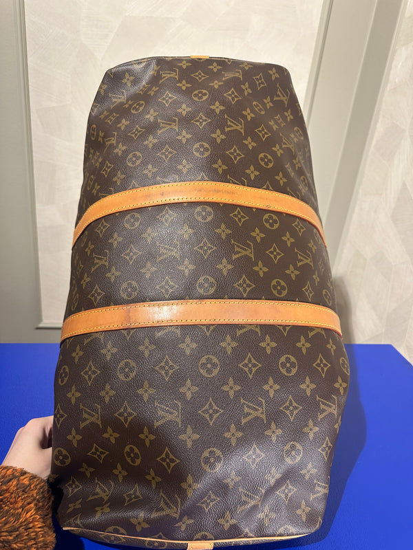 Louis Vuitton Keepall 55 Bag Vintage Monogram Classic Style 48hr weekender duffle bag brown leather handles