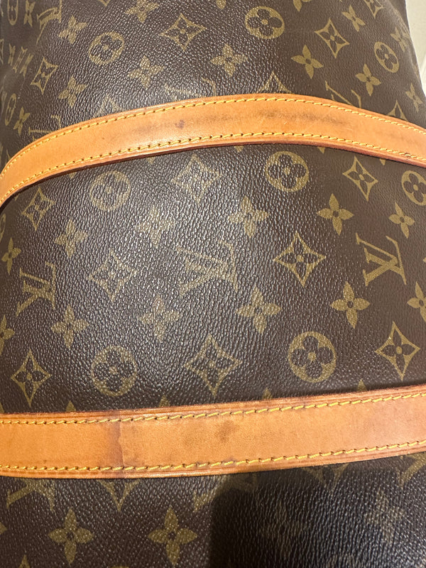 Louis Vuitton Keepall 55 Bag Vintage Monogram Classic Style 48hr weekender duffle bag brown leather handles