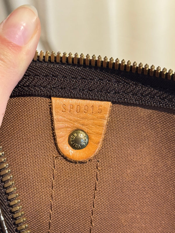 Louis Vuitton Vintage Keepall 55 Monogram Canvas Travel Duffle Bag Brown Leather Trim
