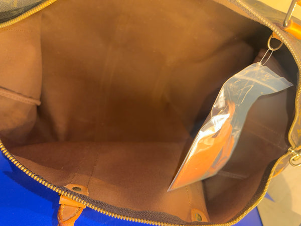 Louis Vuitton Keepall 55 Bag Vintage Monogram Classic Style 48hr weekender duffle bag brown leather handles