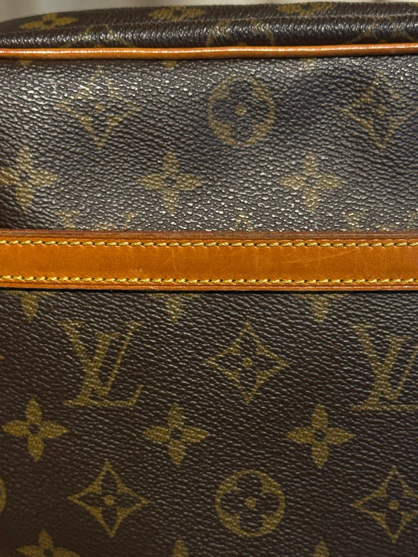 Louis Vuitton Vintage Trocadero Monogram Canvas Crossbody Shoulder Bag Brown Leather Trim Gold Tone Hardware