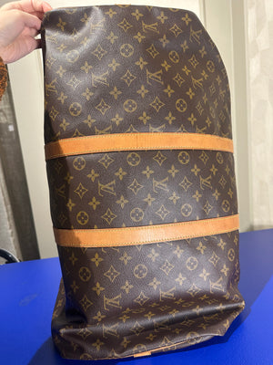 Louis Vuitton Keepall 55 Bag Vintage Monogram Classic Style 48hr weekender duffle bag brown leather handles