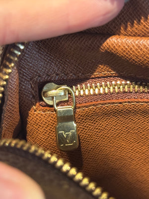 Louis Vuitton Vintage Trocadero Monogram Canvas Crossbody Shoulder Bag Brown Leather Trim Gold Tone Hardware