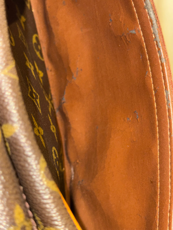 Louis Vuitton Vintage Trocadero Monogram Canvas Crossbody Shoulder Bag Brown Leather Trim Gold Tone Hardware