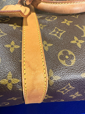 Louis Vuitton Keepall 60 Bag Vintage Monogram Classic Style 48hr weekender duffle bag brown leather handles