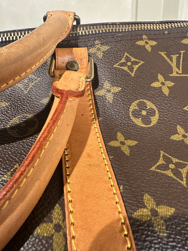 Louis Vuitton Keepall 60 Bag Vintage Monogram Classic Style 48hr weekender duffle bag brown leather handles