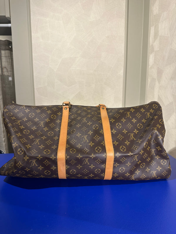 Louis Vuitton Keepall 60 Bag Vintage Monogram Classic Style 48hr weekender duffle bag brown leather handles